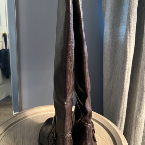 Franco Sarto Dark Brown Riding Boot with Bronze Colored Buckle - Picture 3 of 4